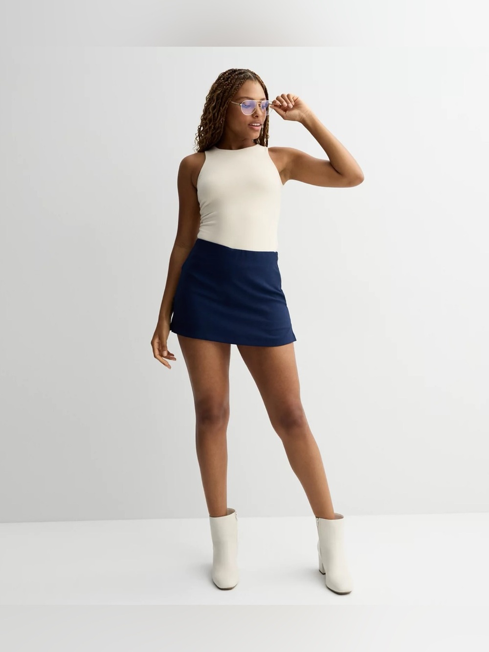 NWT Juniors' SO® Classic Mini Skort 15” in Navy Blue Size Large